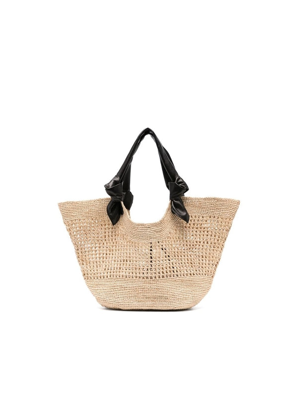 Fonol Knot Handle Straw Tote
  Bag