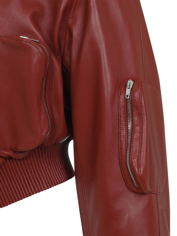Pocket Leather Bomber Jacket