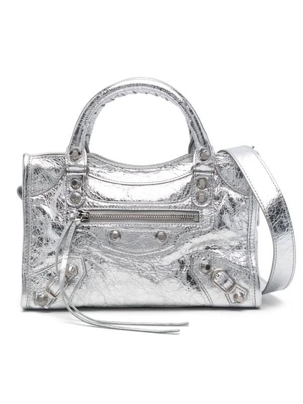 Balenciaga City Mini Silver Tote Bags