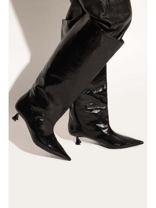 Black Faux Leather Boot Heels