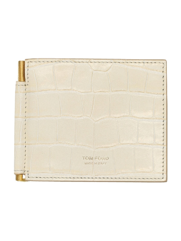 Logo Croco Effect Money Clip Wallet