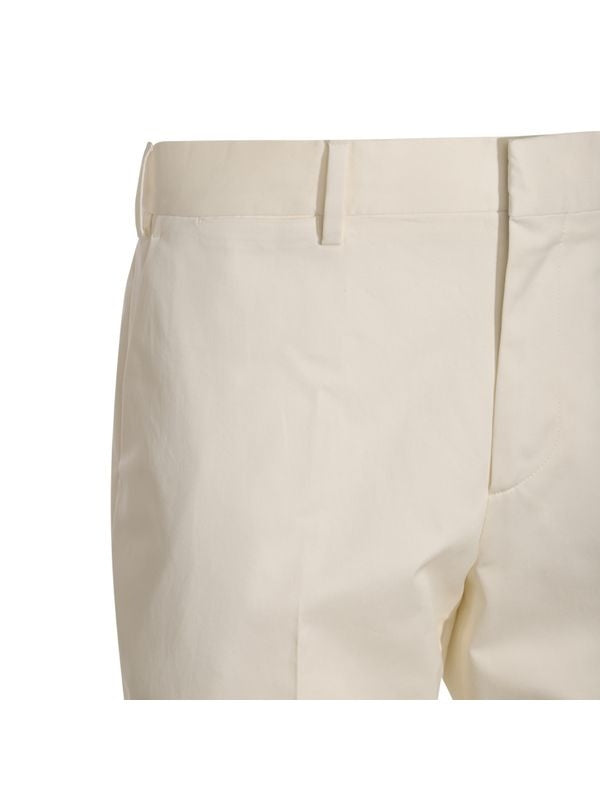 Beige Cotton Tailored Pants