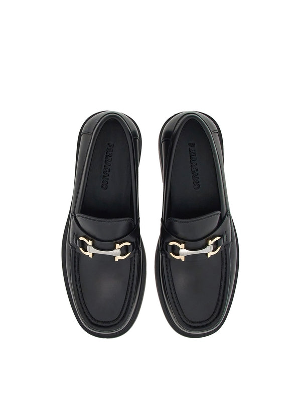 Gancini Buckle Leather Loafers