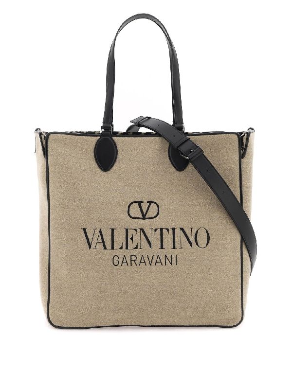 V Logo Embroidery Reversible Tote Bag