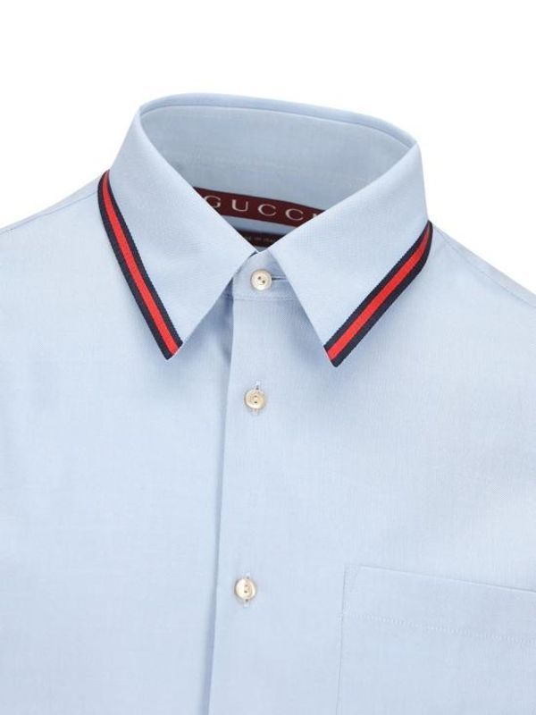 Web Stripe Collar Cotton Shirt