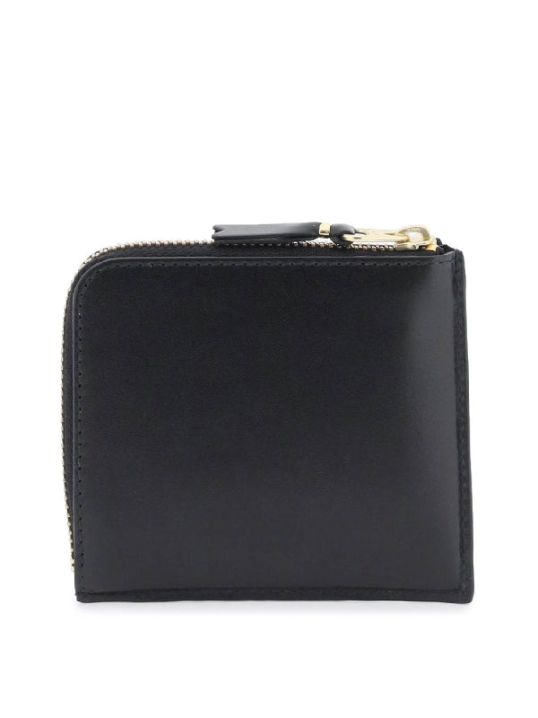 Black Leather Half Zip Wallet - Jente