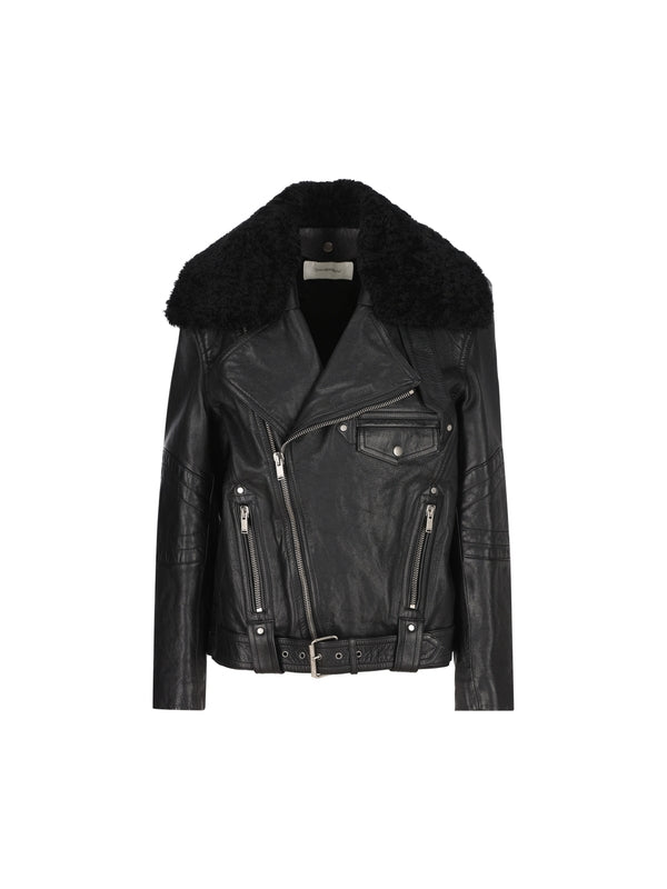 Detachable Collar Leather Biker Jacket