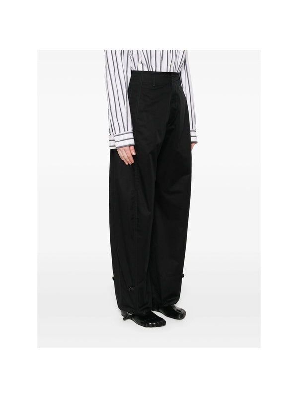 Pleated Button Detail Cotton Pants