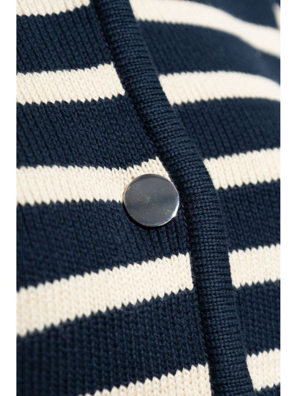 Crewneck Striped Cotton Cardigan