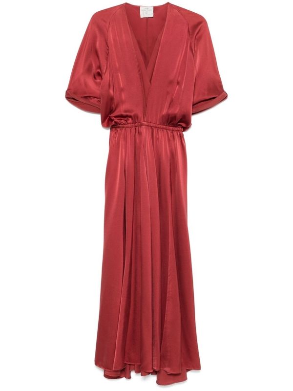 V-Neck Flare
  Satin Long Dress