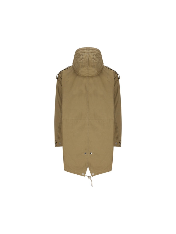 Chest Logo Patch Drawstring Parka