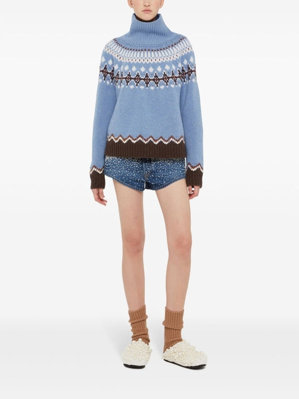 Pattern Jacquard High-neck Wool Knit