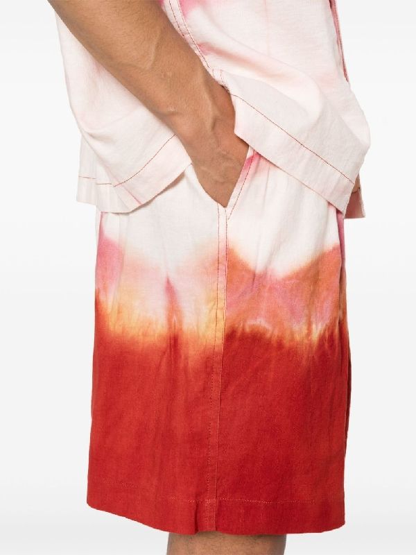 Tie-Dye Cotton Linen Bermuda Shorts