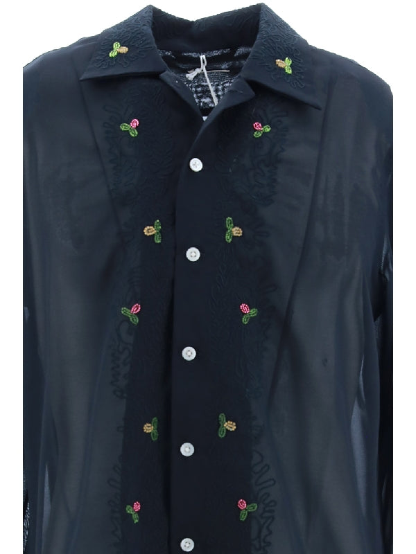 Flower
  Embroidery Sheer Shirt