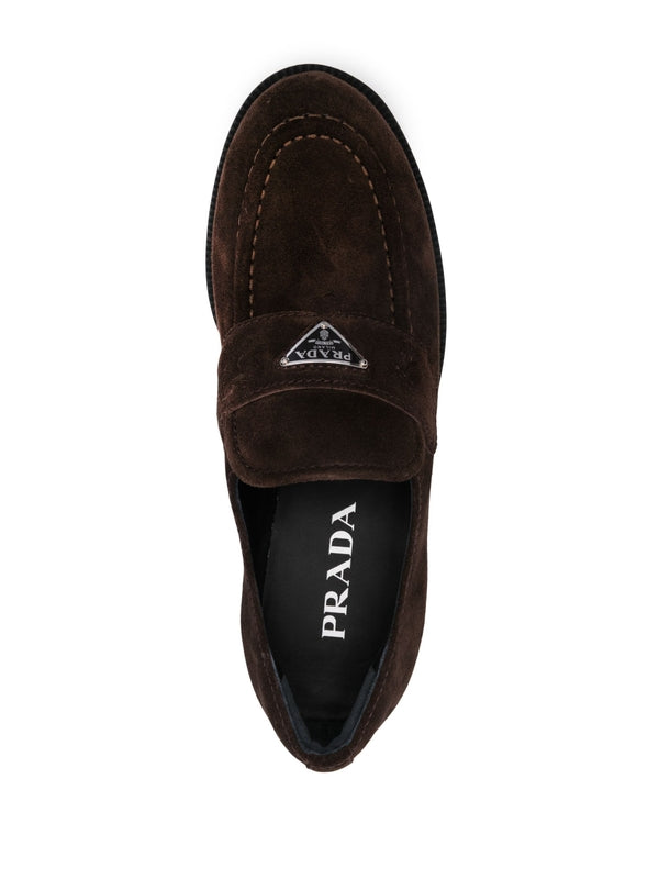 Triangle Logo Suede Loafers