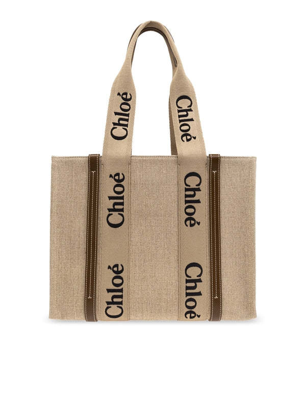 Woody Logo Canvas Medium Tote
  Bag