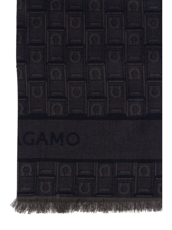 All-Over Gancini Logo Wool
  Silk Scarf