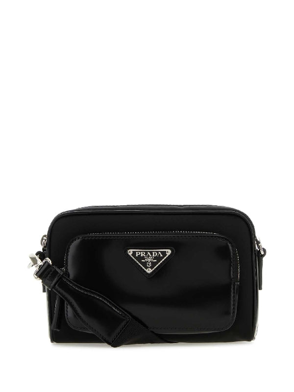 Triangle Logo Re-nylon Brushed Leather
  Shoulder Bag