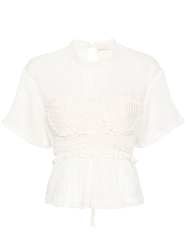 Lace Embellished Short Sleeve
  Blouse