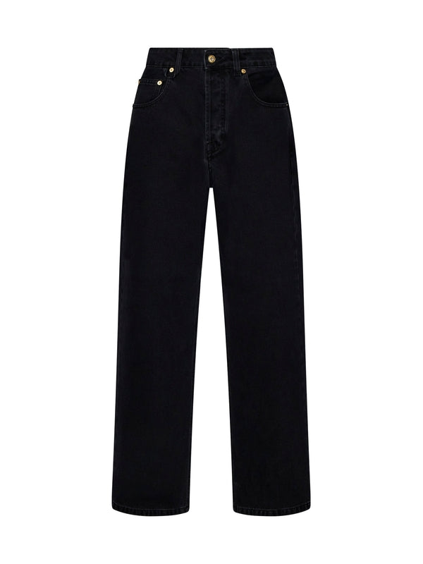 后背徽标贴片棉质牛仔布
裤子