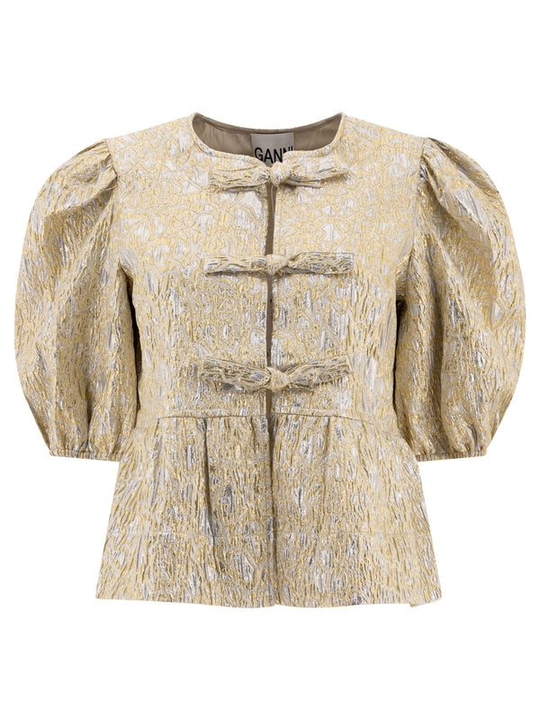 Bow Tie Metallic Blouse