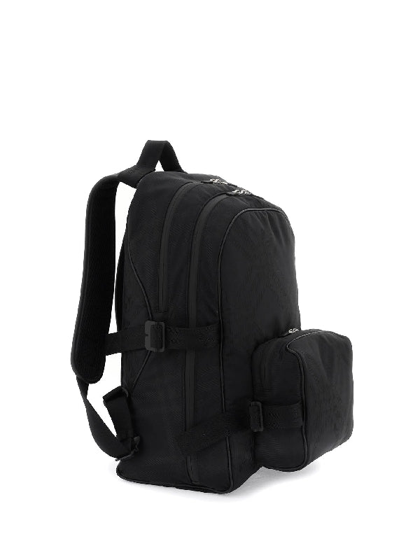 Check Jacquard Zipper Pocket Backpack - Jente