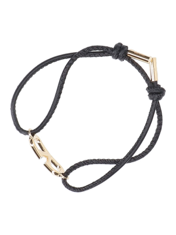 V Logo Leather Bracelet