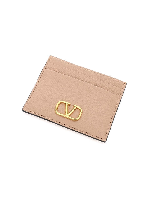 V Logo Leather Cardholder - Jente