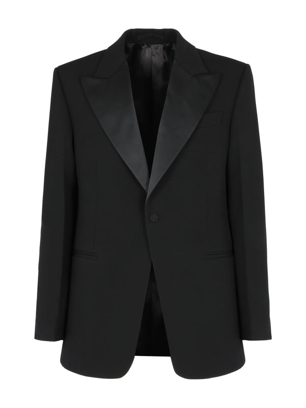 Satin Collar Wool Tailored Jacket