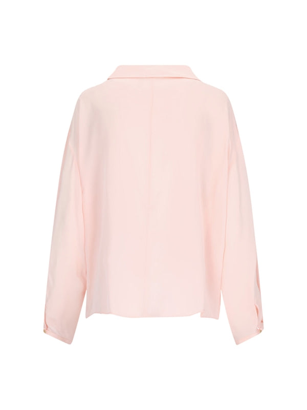 Asymmetric V-Neck Button Blouse