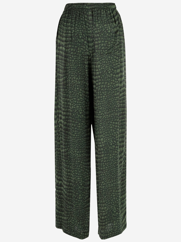 Crocodile Pattern Silk Pajama Pants