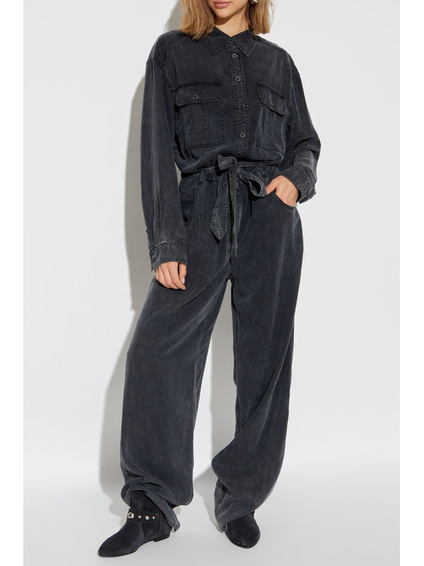 Opaige Belt Detail Denim Jumpsuit