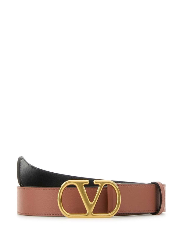 V Logo Leather Belt