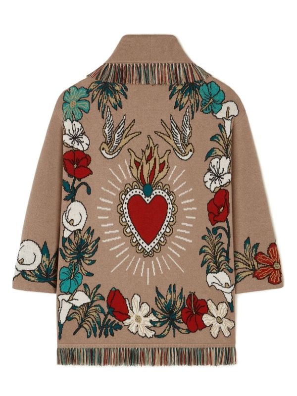 Flower Jacquard Cashmere Cardigan