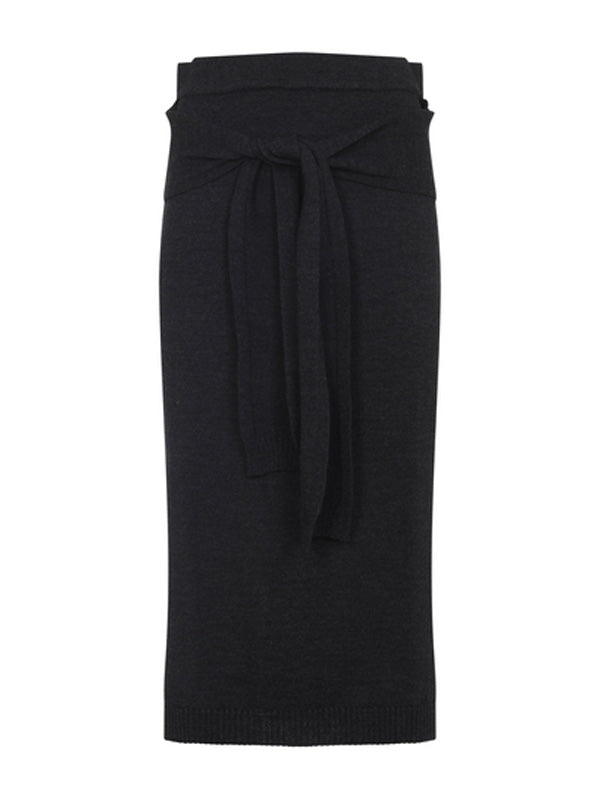 Trompe L’Oeil Grey Wool Blend Skirt