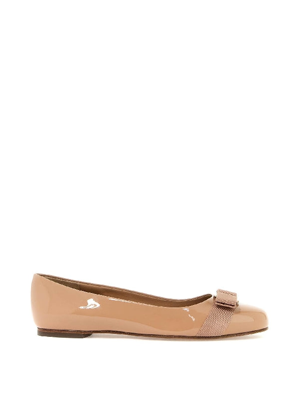 Varina Bow Leather Flat Shoes - Jente