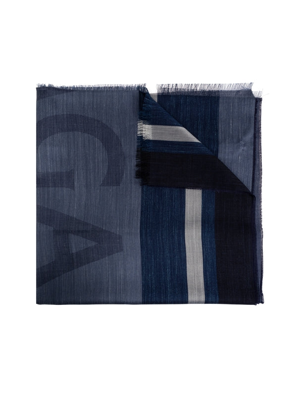 Logo Printing Stripe Pattern
  Silk Linen Scarf