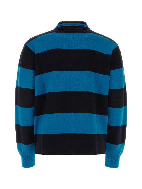 Caribbean Logo Printing Stripe Polo Knit
  Top