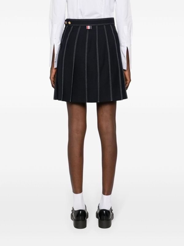 RWB Stitch Pleated Wool Skirt