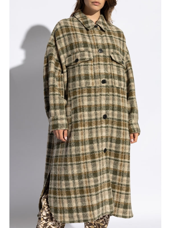 Fontizi Check Pattern Wool Coat