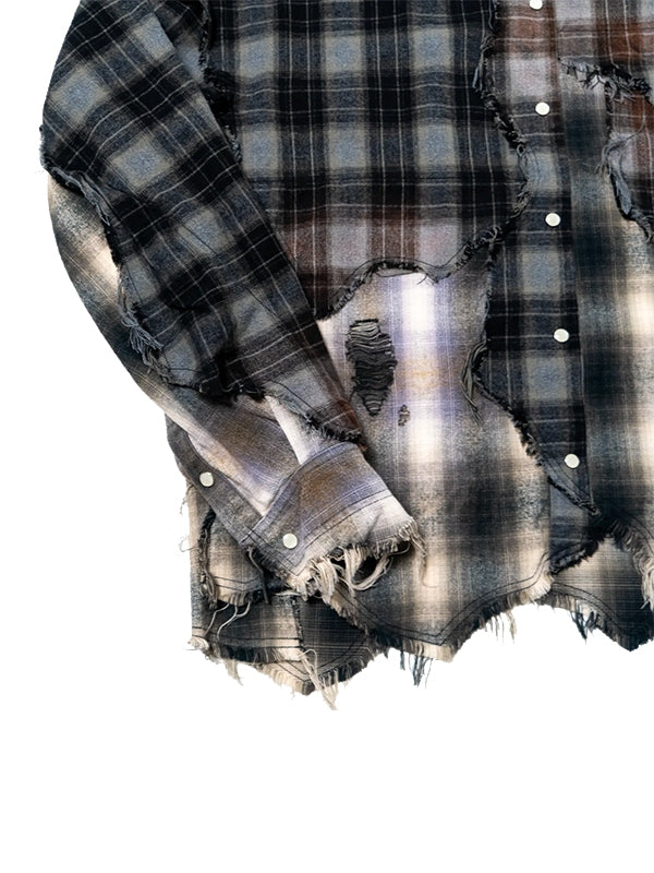 Vintage Effect Black Check Shirt