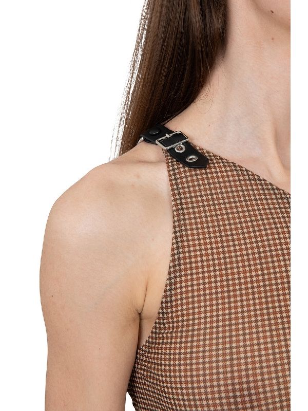 Asymmetric Check Pattern Mini Dress