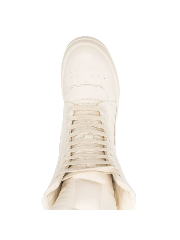Rick Owens MEGA GEOBASKET White High Top Sneakers