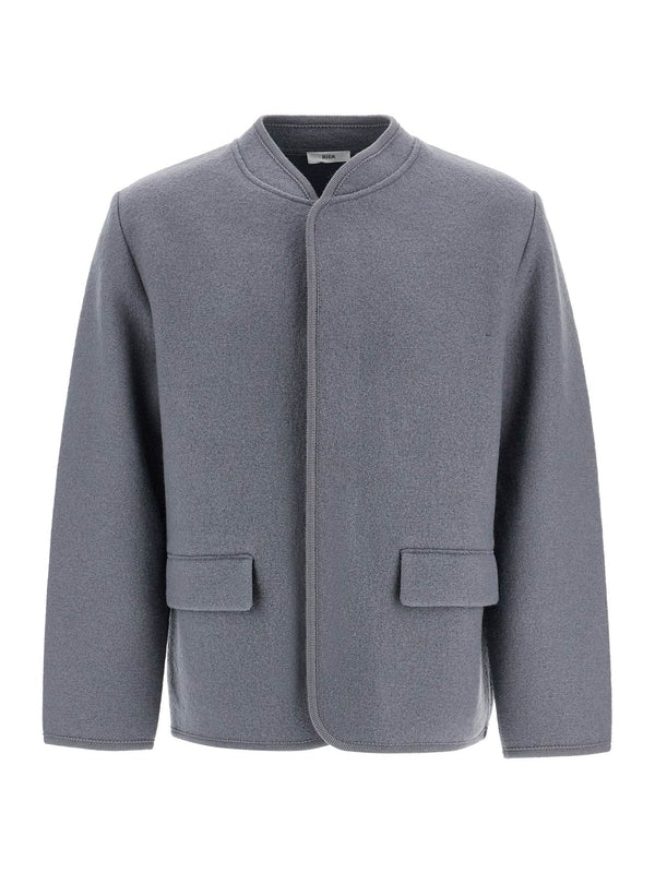 Collarless Virgin Wool Jacket