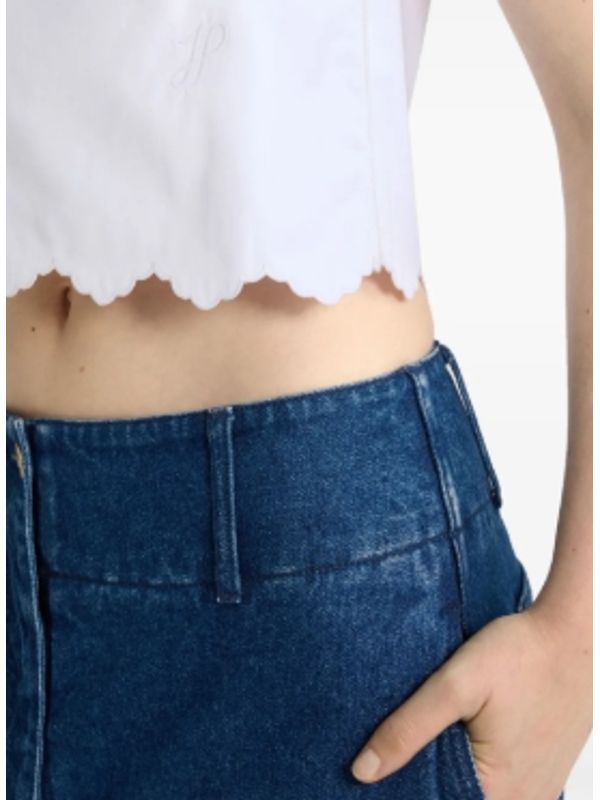 Back Slit Poplin Cotton Sleeveless Top