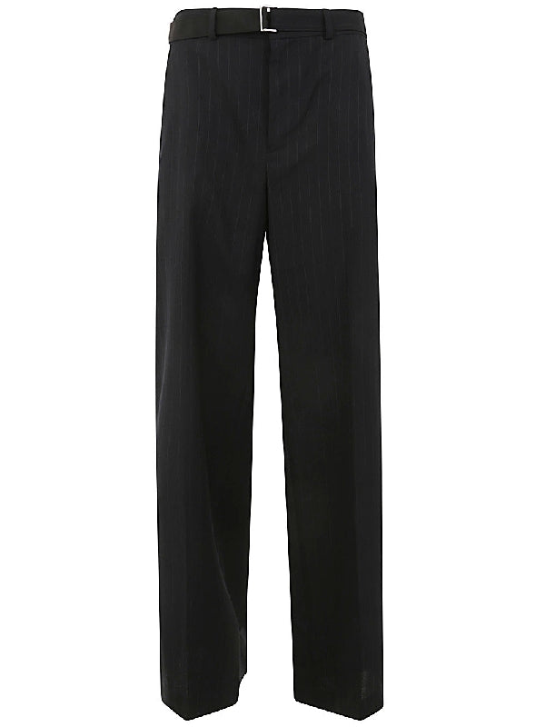 Belted Stripe Pleated Pants