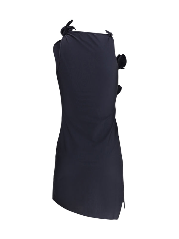 Asymmetric Flower Mini Dress