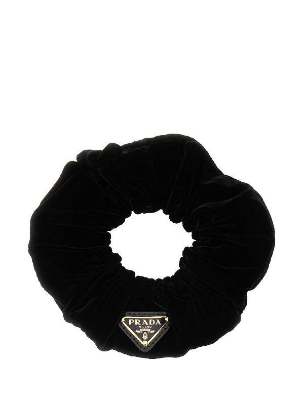 Triangle Logo Velvet Hair Scrunchie