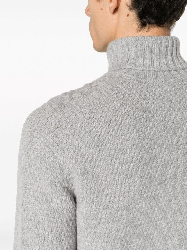 Cable High Neck Wool Knit