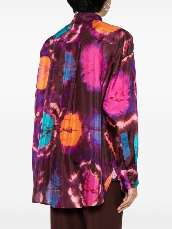 Acadian Tie-Dye Printed Silk Shirt